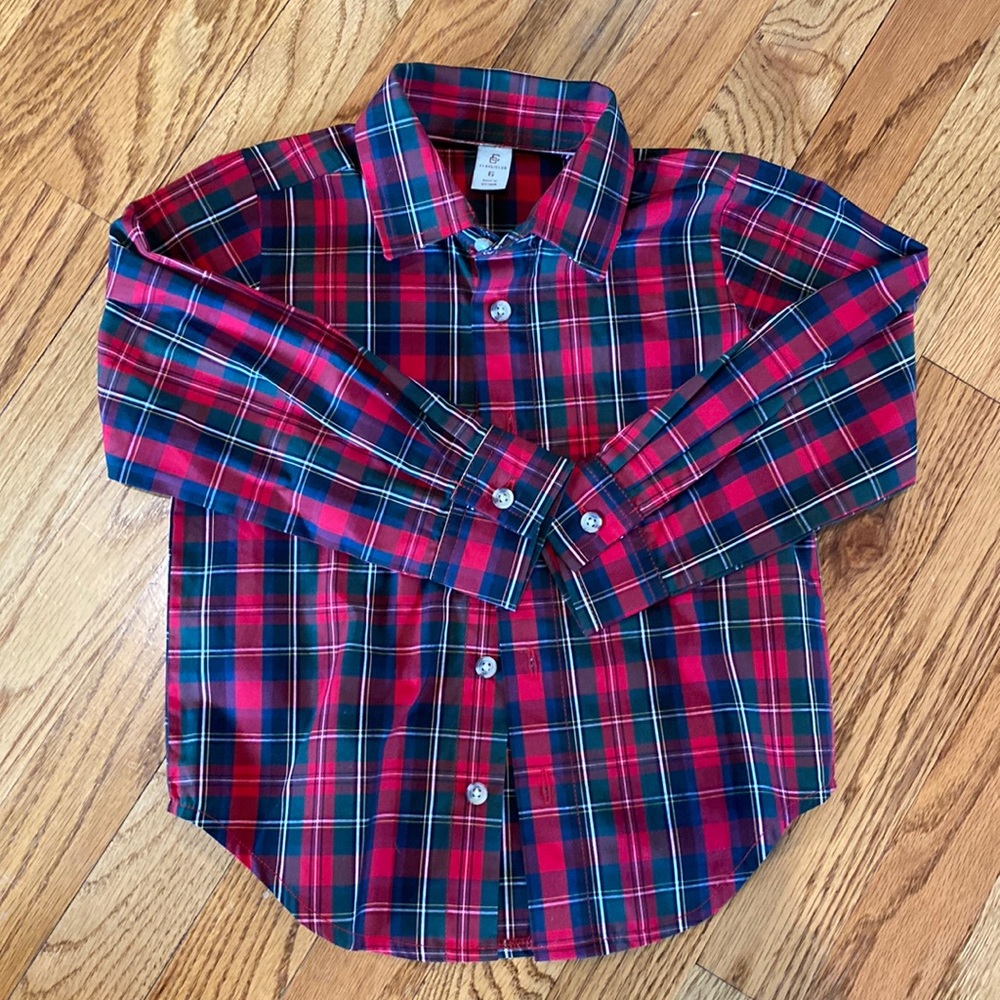 Class Club Christmas plaid boys shirt